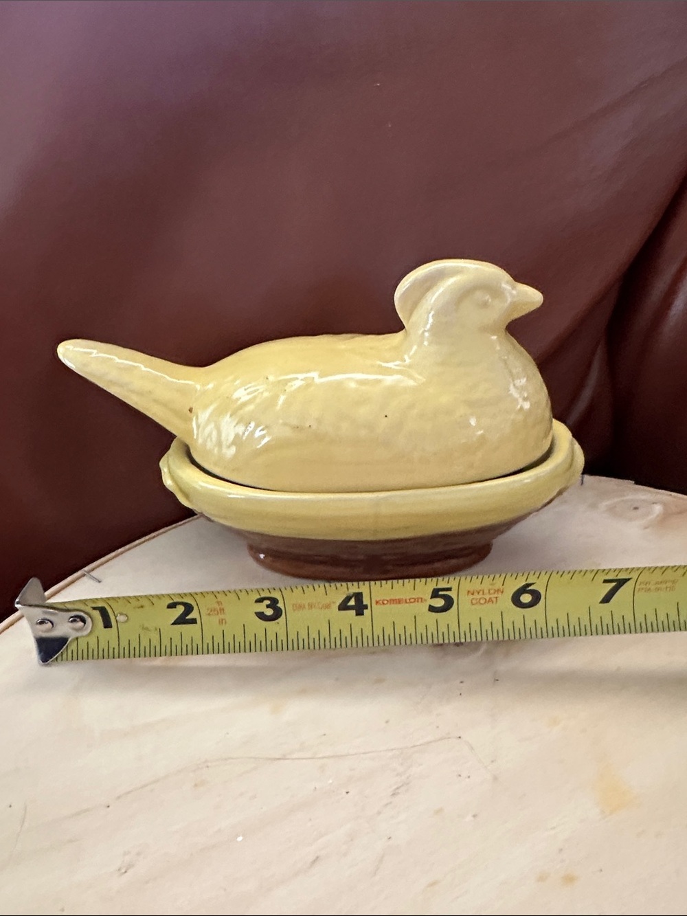 Yellow Nesting Hen Butter Dish 7” long - Picture 8 of 10